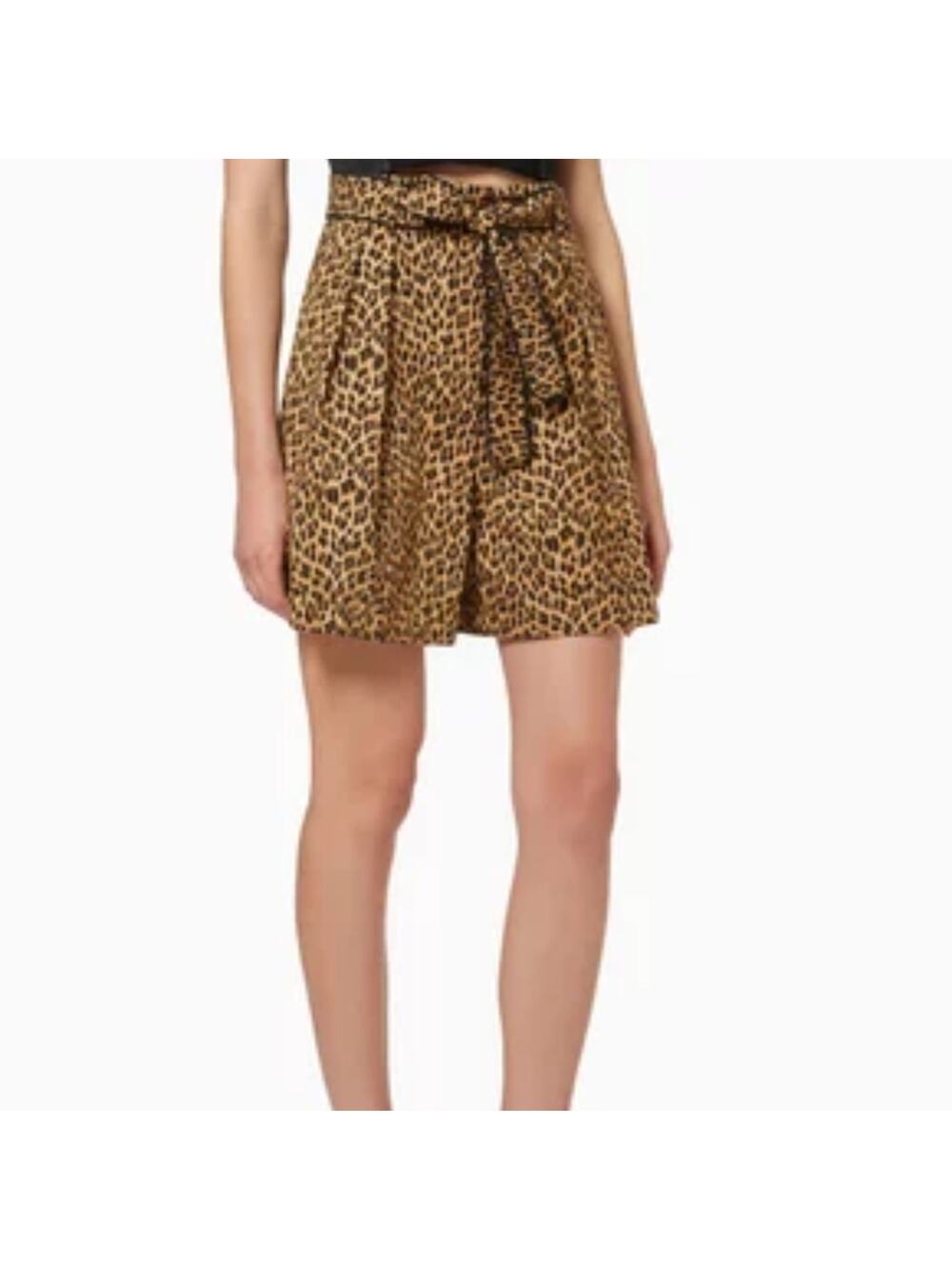 MARELLA Proda high waist pleated Shorts in Cotton Poplin leopard print sz 14‎